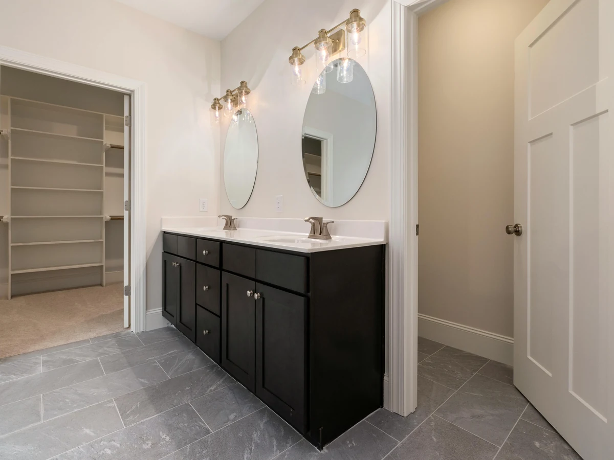 Modern dark bathroom painting by Sheffield Decorators interior specialists