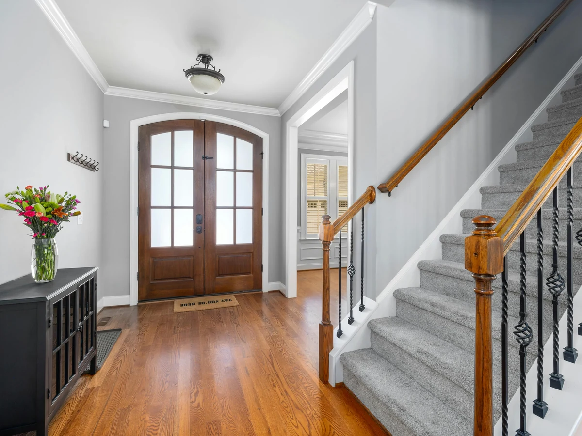 Minimalist white hallway with clean painted walls in Sheffield