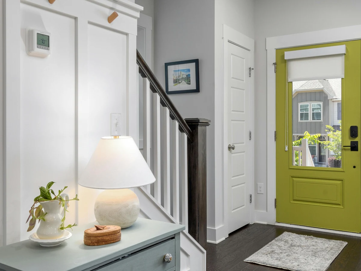 Bright hallway entrance painting in Sheffield by Sheffield Decorators
