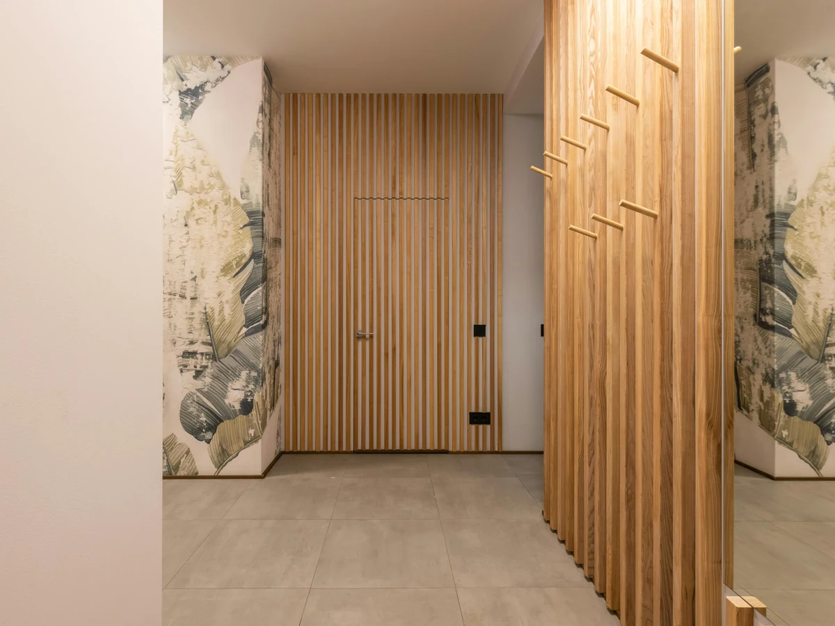 hallway-painting-modern-hallway-slatted-sheffield-decorators Hallway painting and decorating in Stannington by Sheffield Decorators