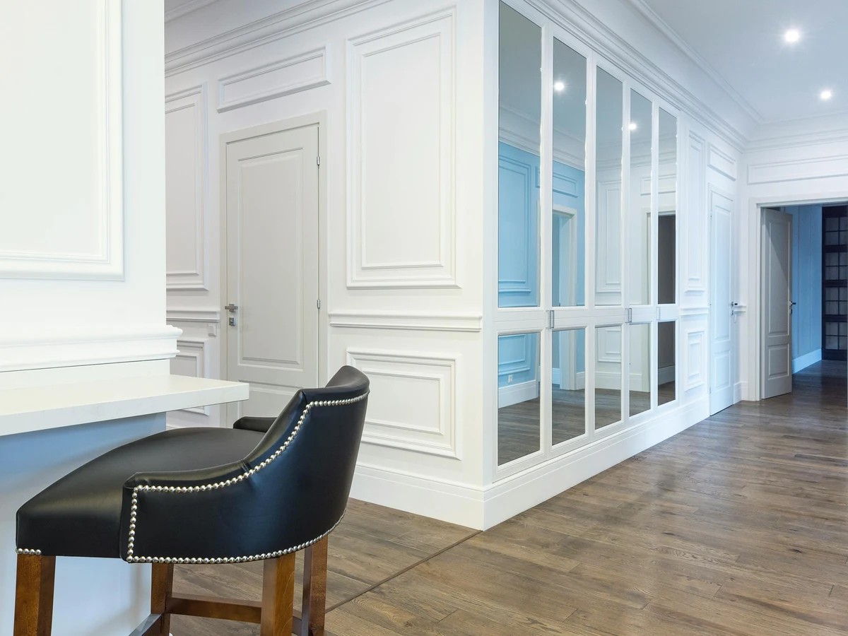 Elegant white panelled interior painting by Sheffield Decorators