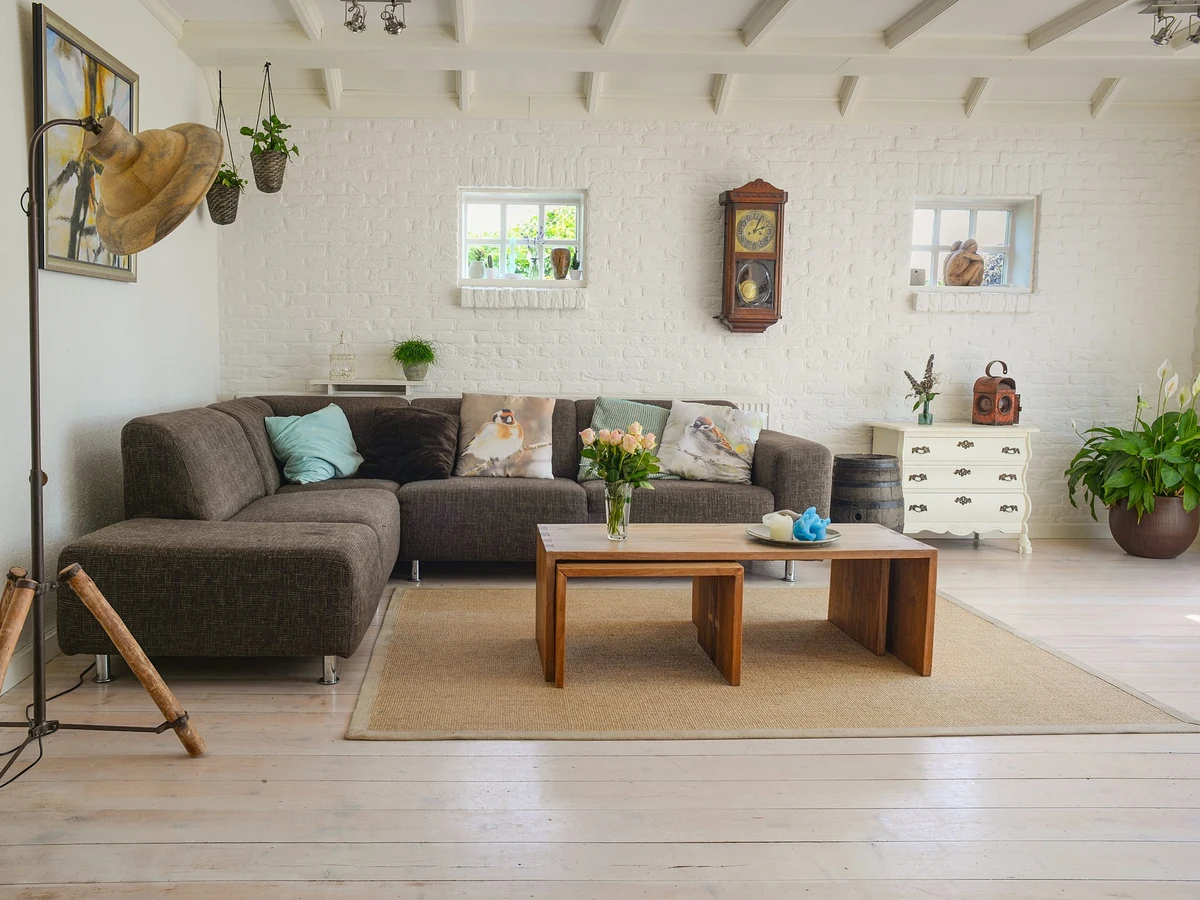 Bright white brick living room interior painted by Sheffield Decorators in Oughtibridge
